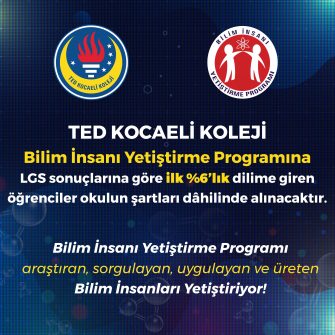 TED KOCAELİ KOLEJİ, BİLİM İNSANI YETİŞTİRME PROGRAMINA ÖĞRENCİ KAYITLARI DEVAM EDİYOR