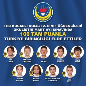 TED KOCAELİ KOLEJİ ÖZEL İLKOKULU ÖĞRENCİLERİNDEN OKULİSTİK MART AYI SINAVINDA BÜYÜK BAŞARI