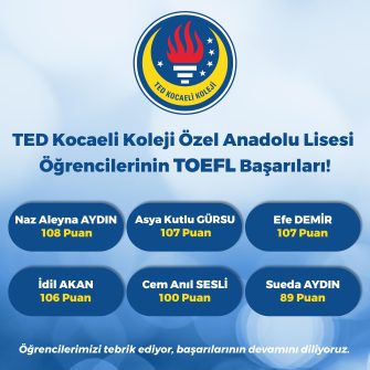TED Kocaeli Koleji Öğrencilerinin TOEFL Sınavı Başarısı